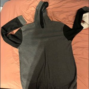 Hooded Black/Grey long sleeve Shirt Mens Large